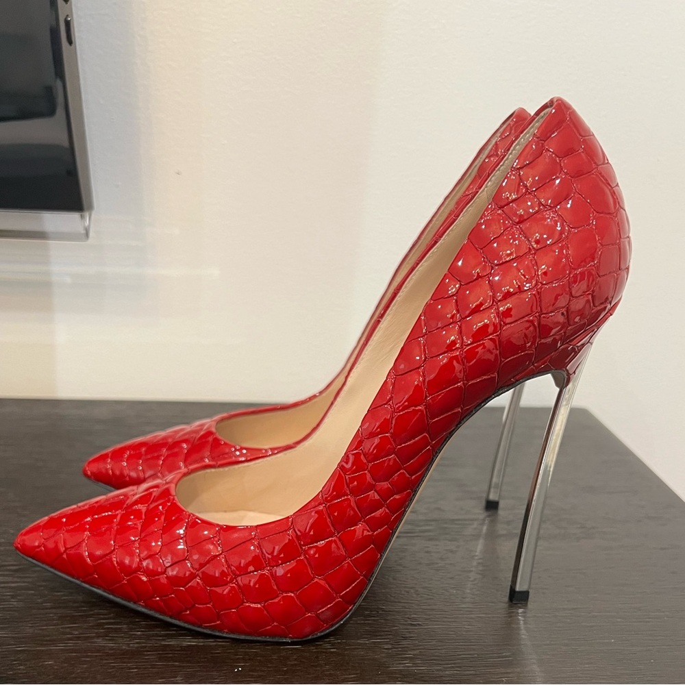 Brand new never worn red Casadei blade pump